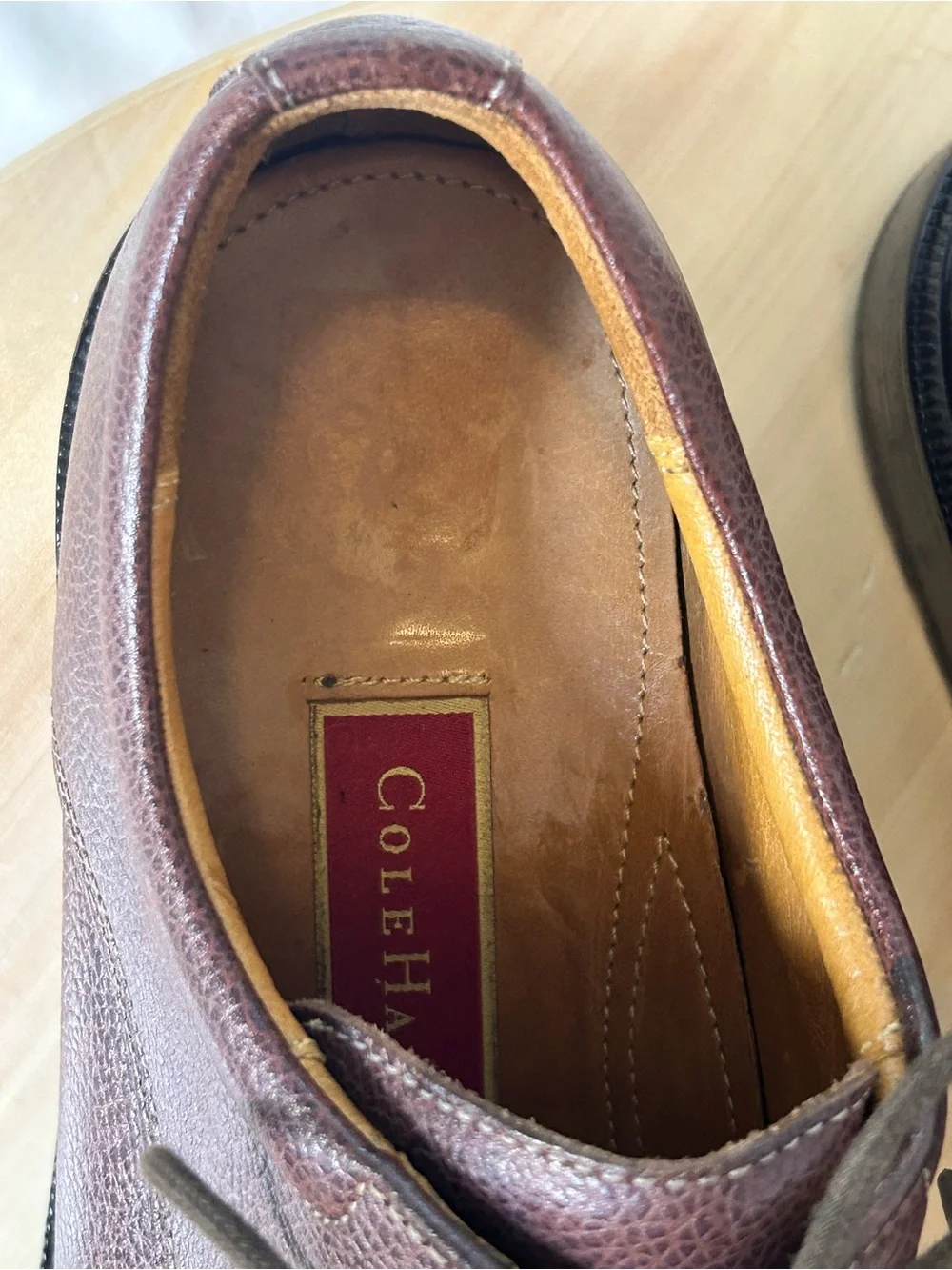 Cole Haan Men’s Brown Leather Lace-Up Derby Dress Shoes Square Toe US 10M